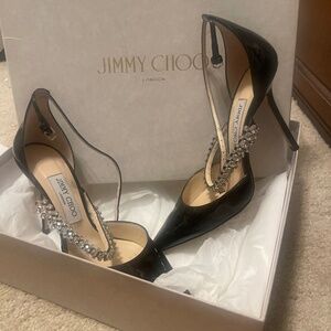 Jimmy Choo Black Patent Leather Heels Size 371/2